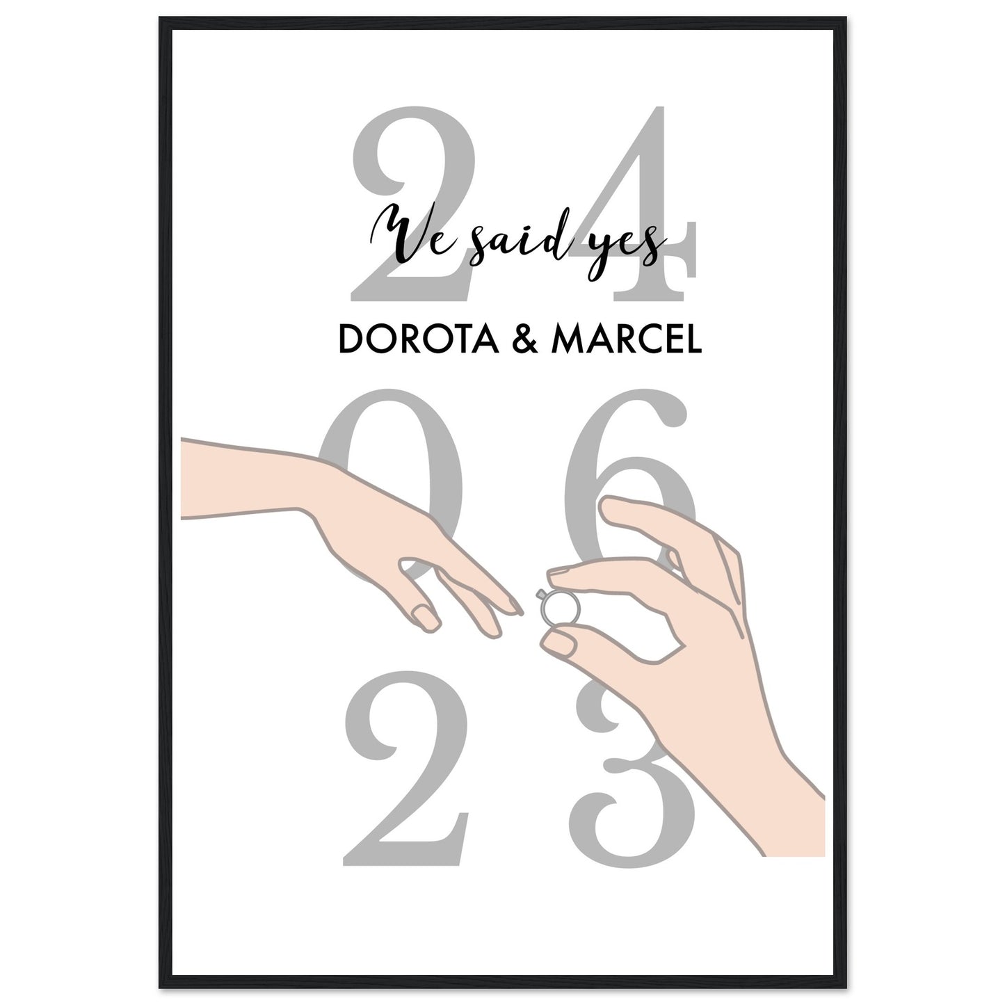 Personalized date and name poster | Romantic wall hanging with names